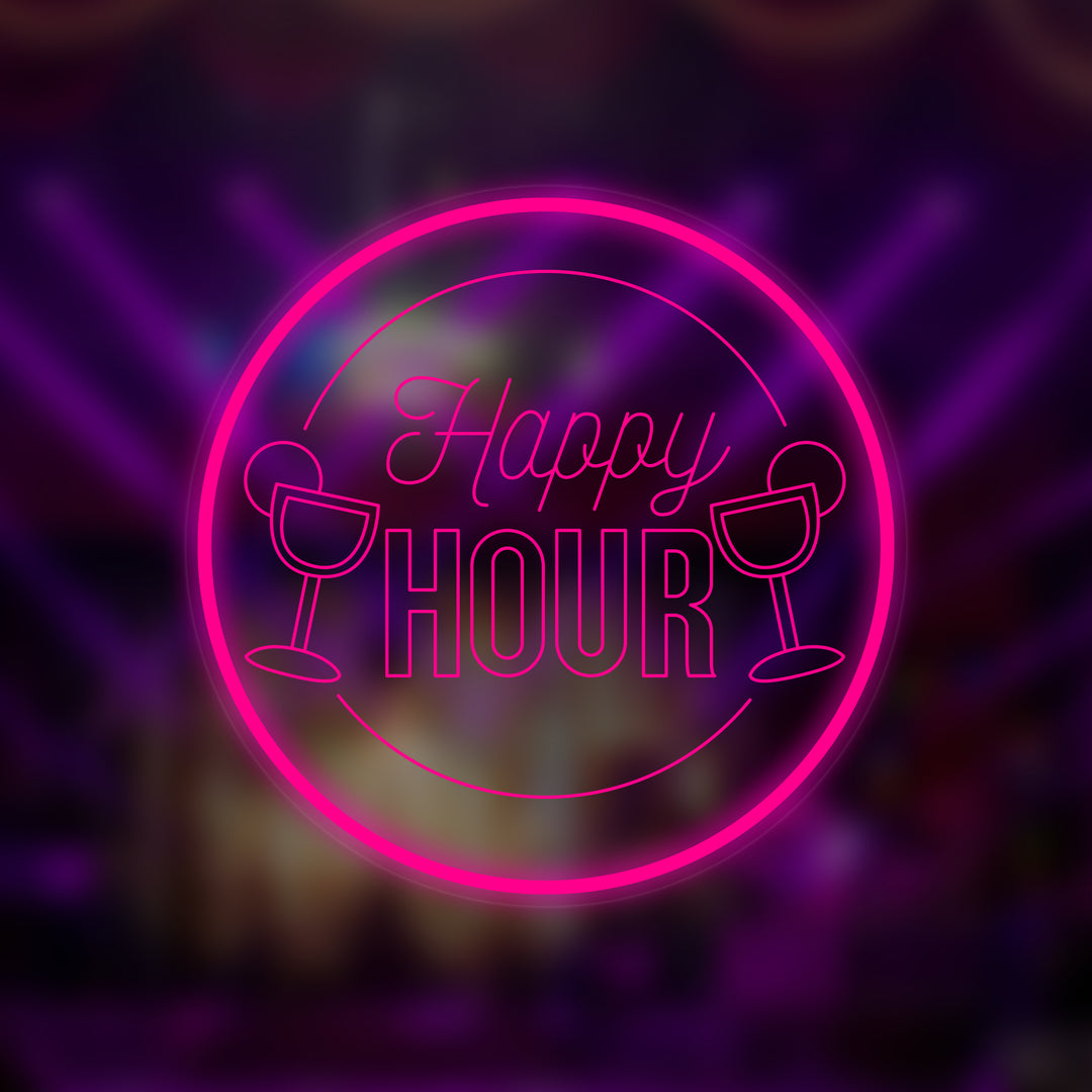 "Happy Hour" Mini-Neonschild, Cocktails