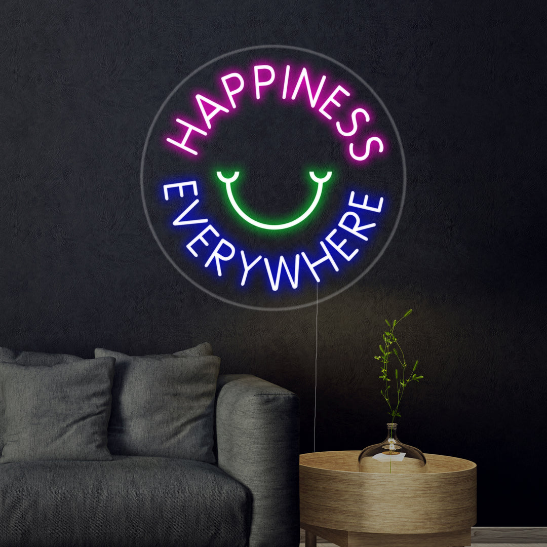 "Happyness Everywhere" Neonschrift
