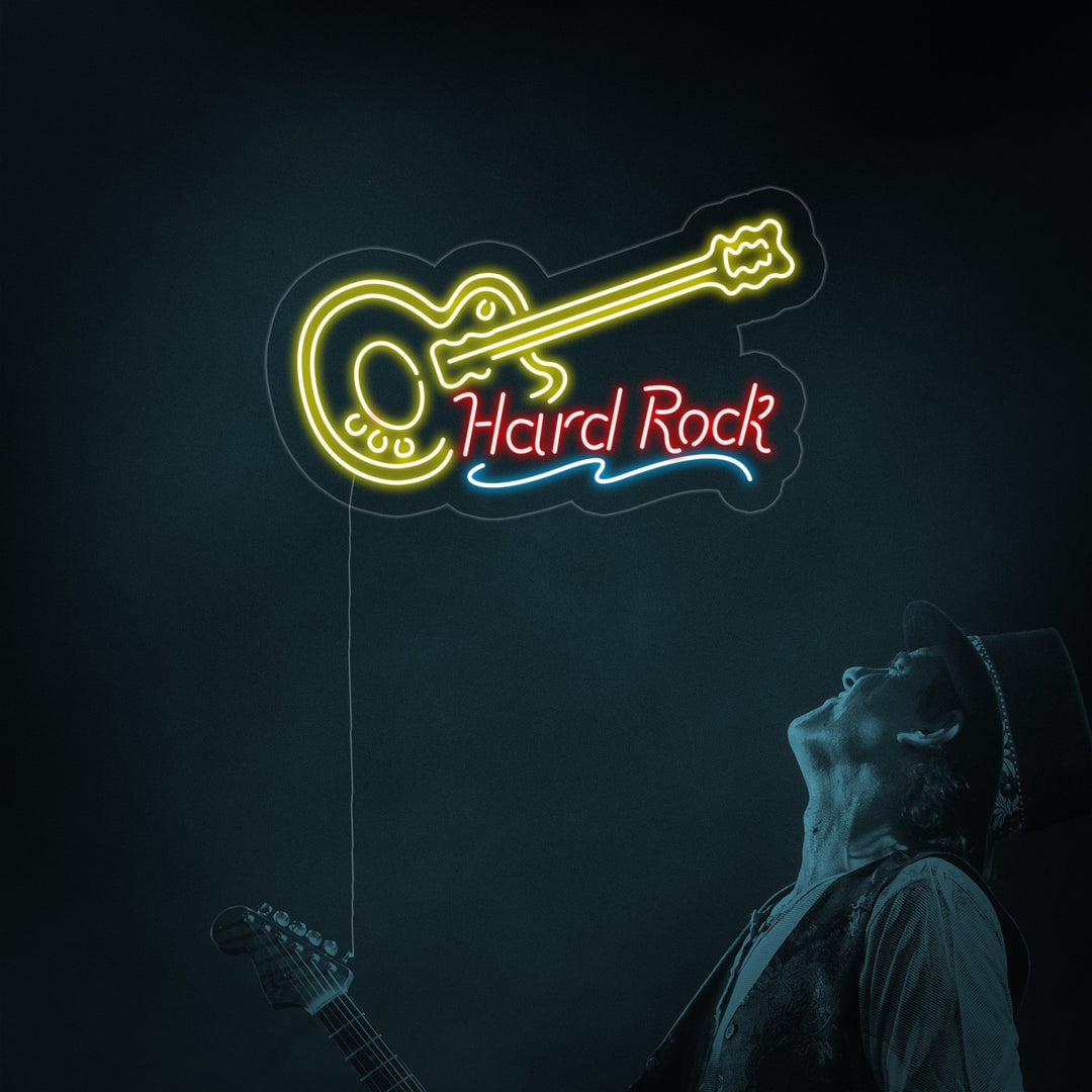 "Hard Rock, Musik, Gitarre" Neonschrift