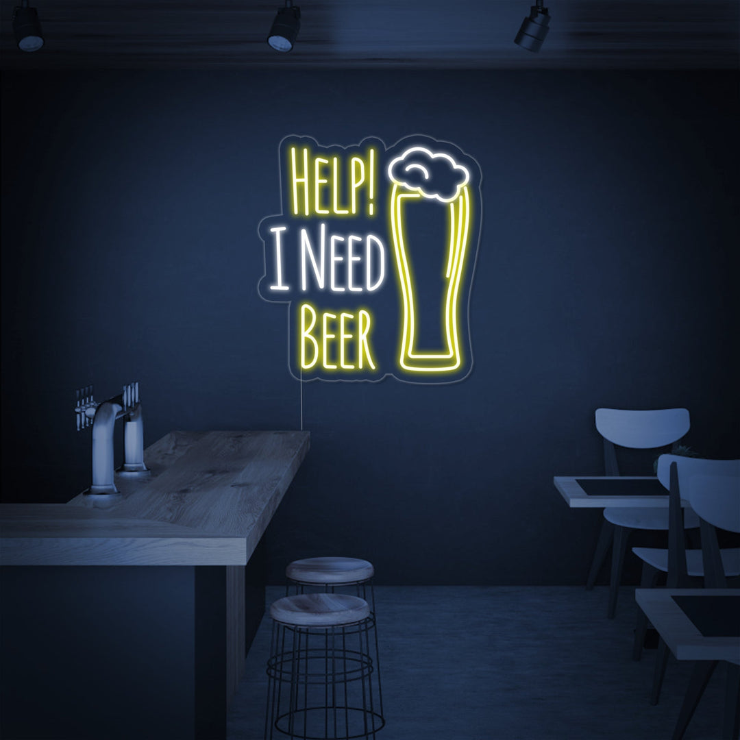 "Help I Need Beer" Neonschrift