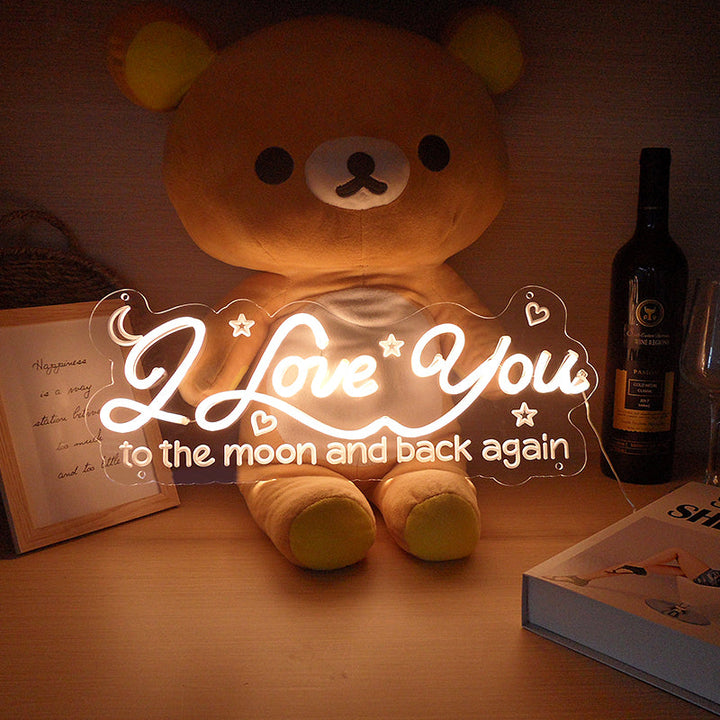 "I Love You To The Moon And Back Again" Mini Neonschrift