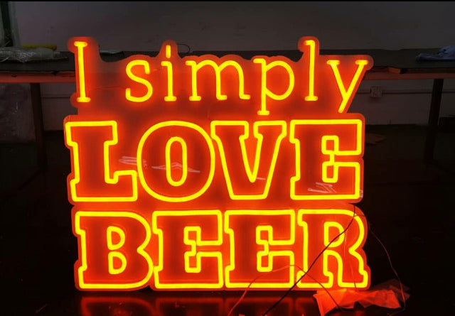 "I Simply Love Beer" Neonschrift