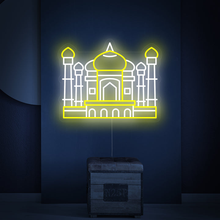 "Taj Mahal In Indien" Neonschrift