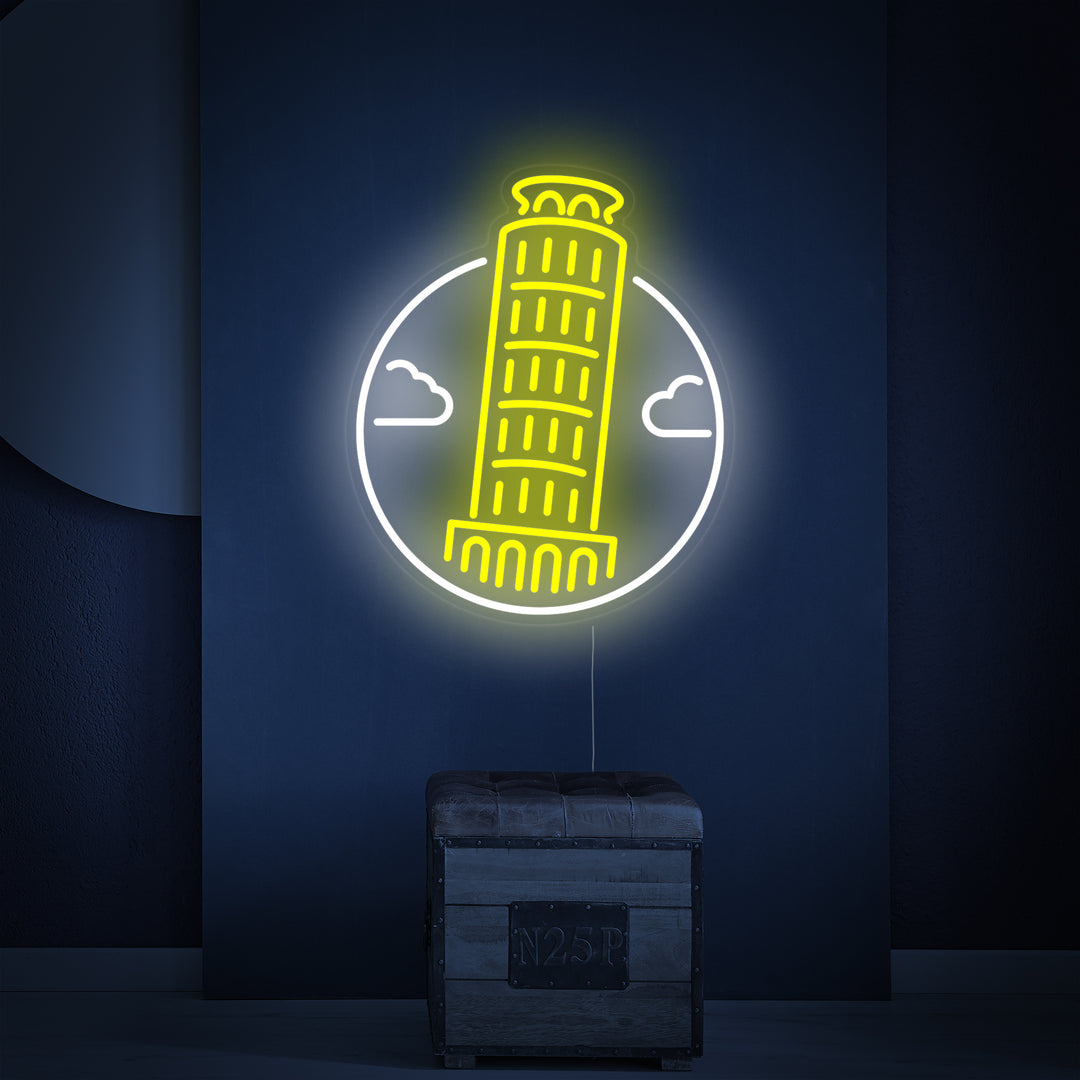 "Schiefer Turm Von Pisa In Italien" Neonschrift