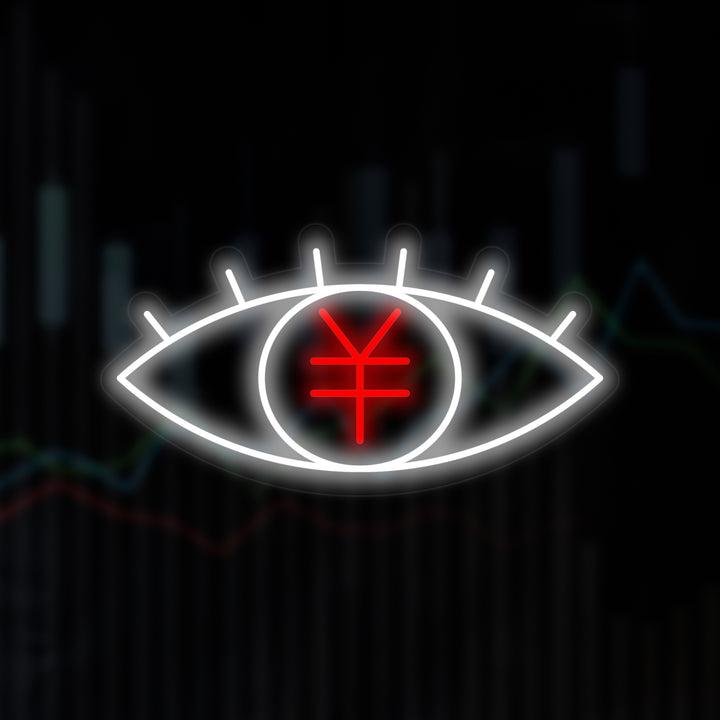"Japanisches Yen-Symbol Mit Auge" Neonschrift