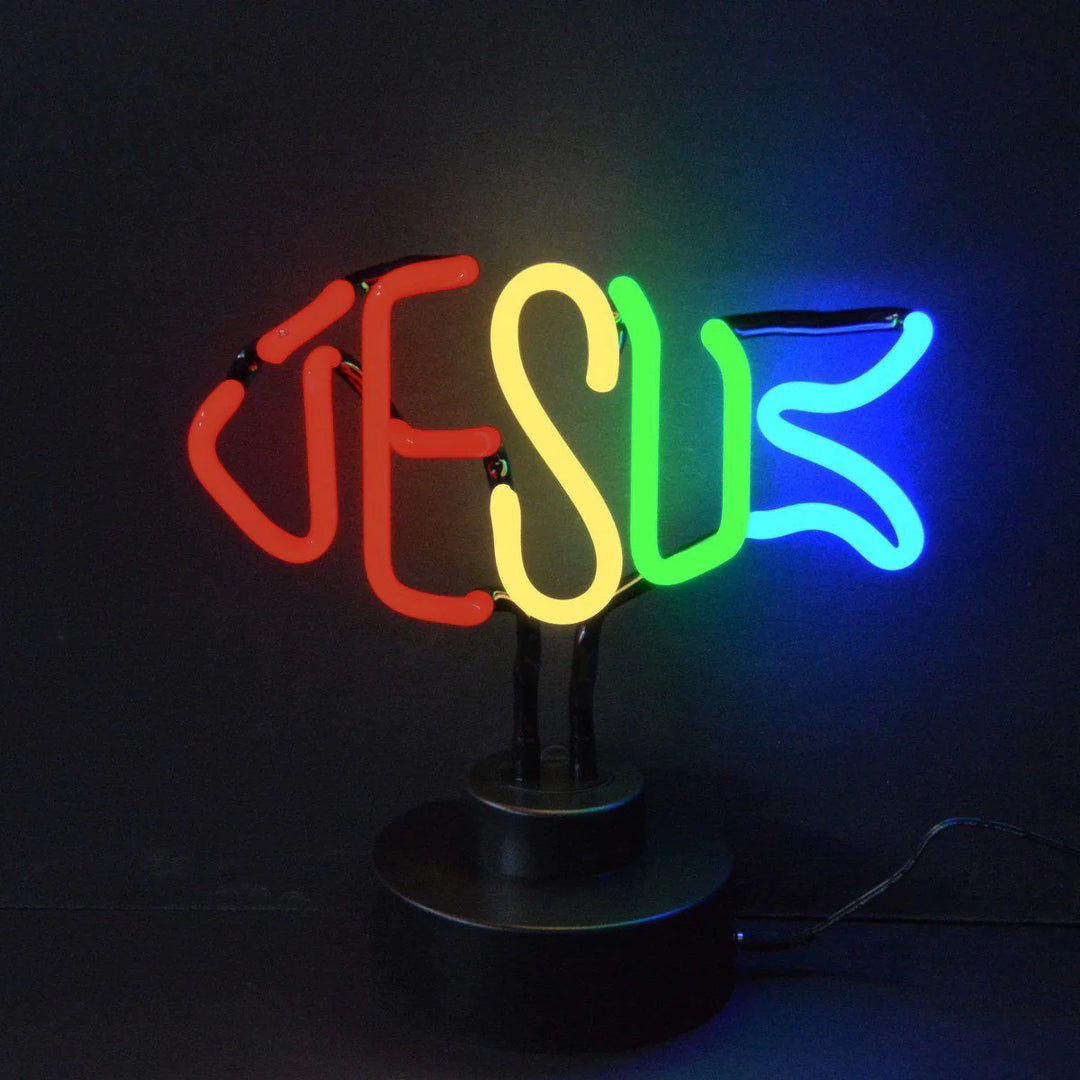 "Jesus-Fisch Tisch-Neonschild, Glas-Neonschild" Neonschrift