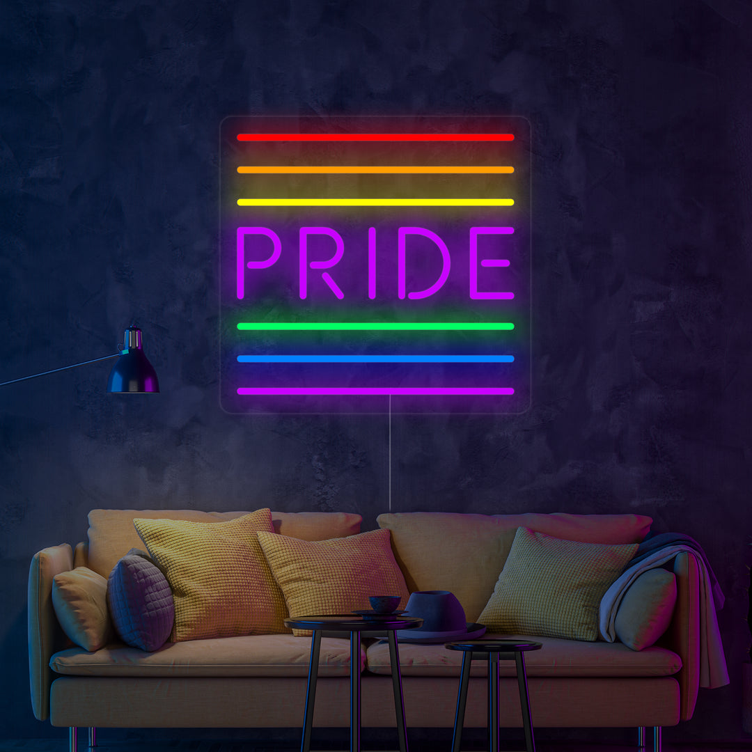 "LGBT, PRIDE, Regenbogenflagge" Neonschrift