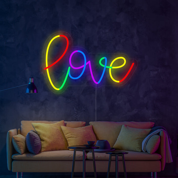 "LGBT, Regenbogen, LOVE" Neonschrift