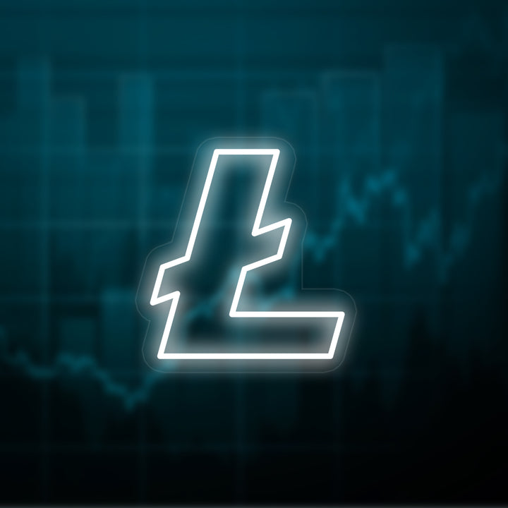 "Litecoin (LTC) Kryptowährung" Neonschrift