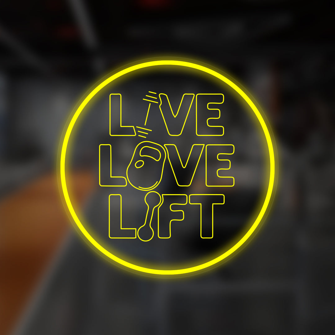 "Live Love Lift" Mini-Neonschild, Fitnessstudio