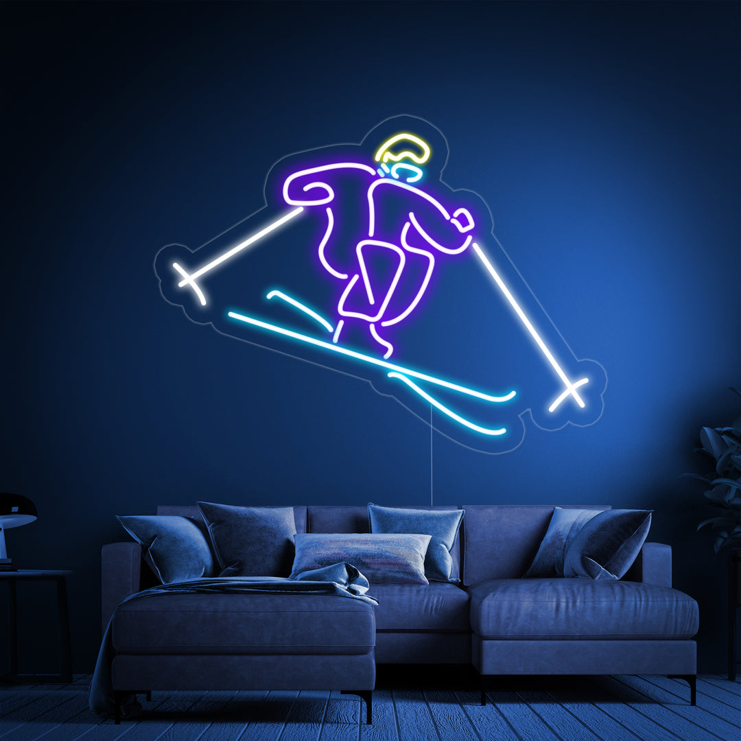 "Logo Von Skifahrer" Neonschrift