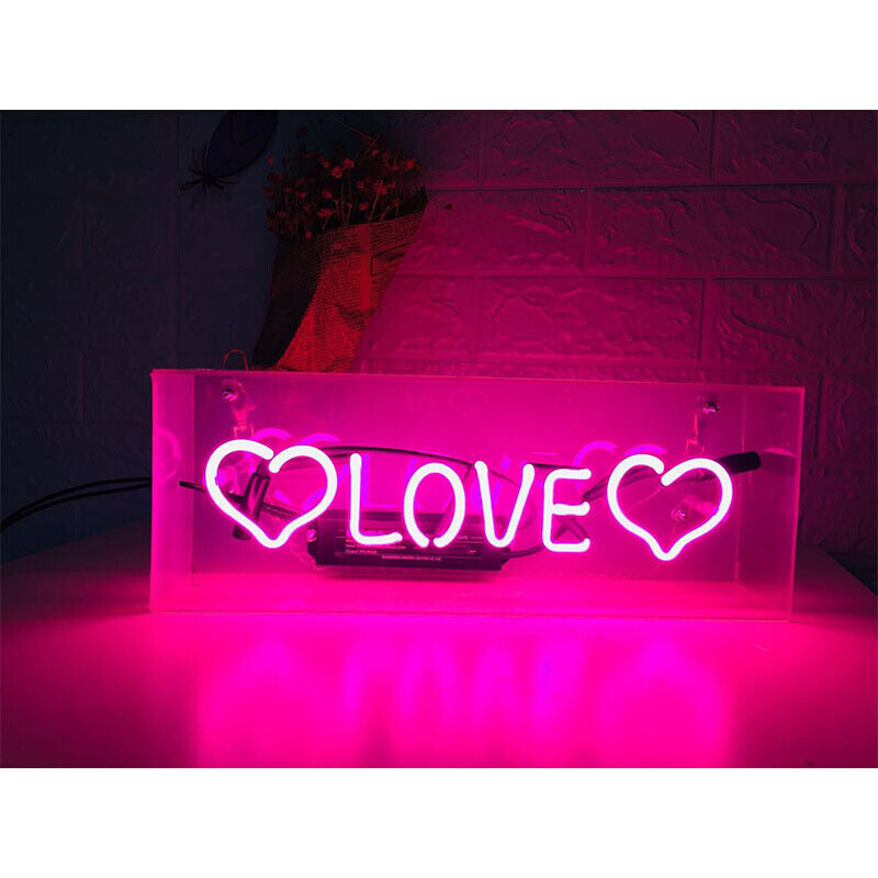 "Love" Acrylbox Neonschrift, Glas Neonschrift, Tisch Neonschrift