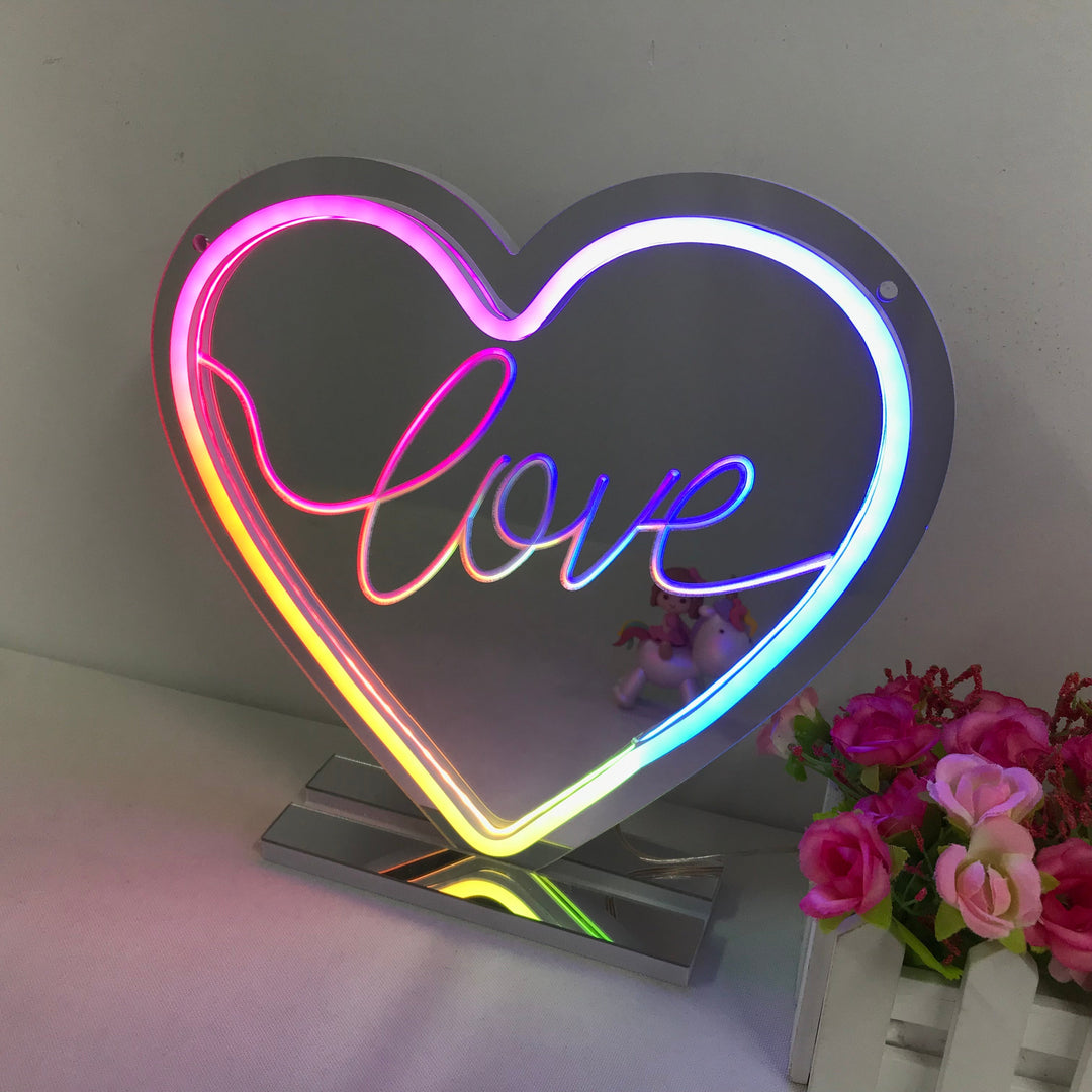 "Love, Traumhafte Farbänderung" Spiegel Neonschrift