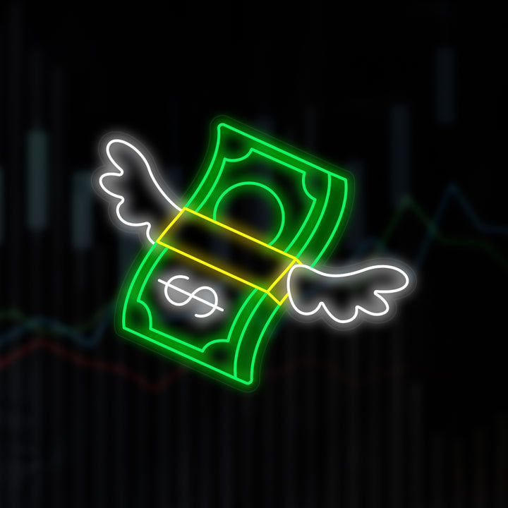 "Geld Mit Flügeln" Neonschrift