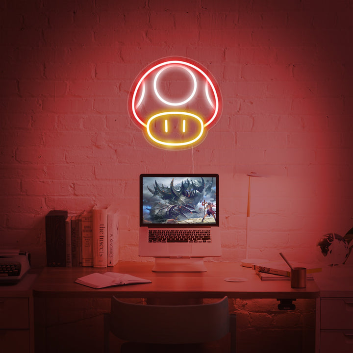 Retro Spiel Pilz Motiv Neonschild