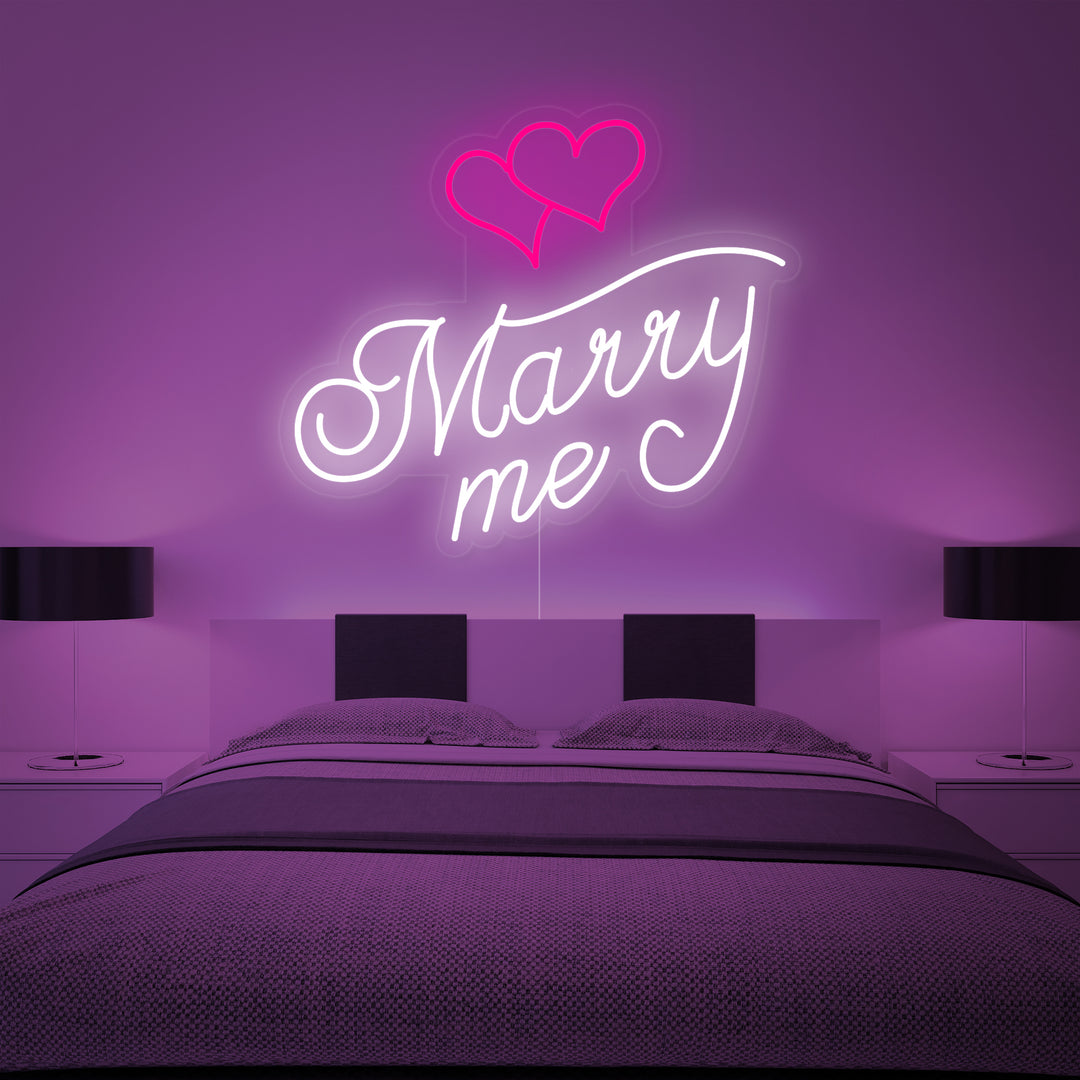 "Marry Me, Herzen" Neonschrift