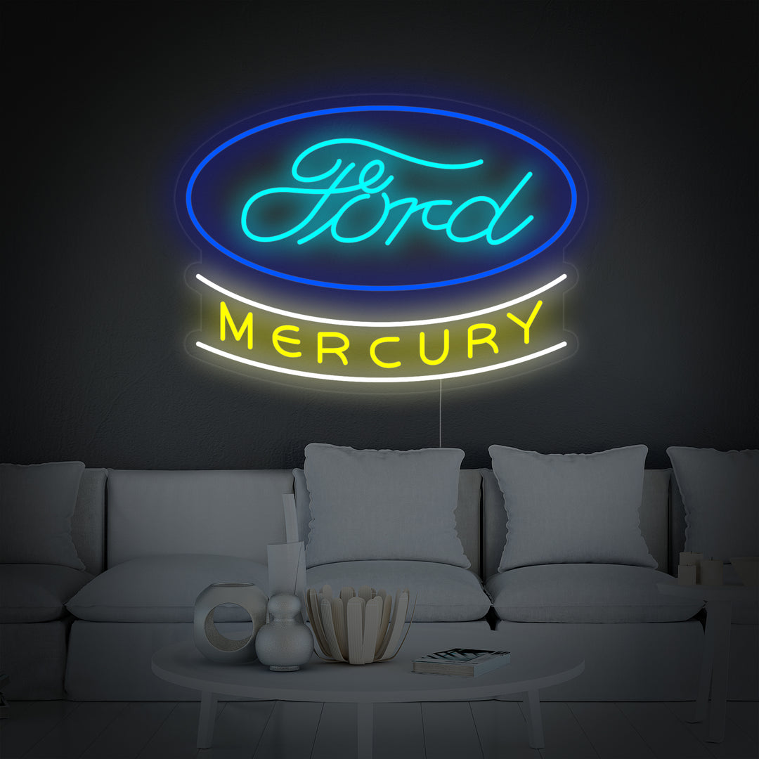 "Mercury, Auto-Logo" Neonschrift