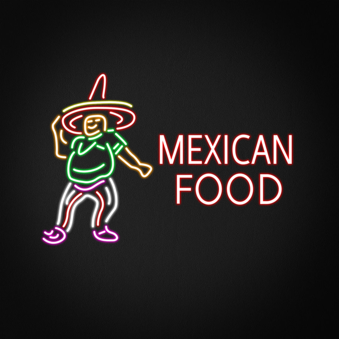 "Mexican Food, Mann, Logo" Neonschrift