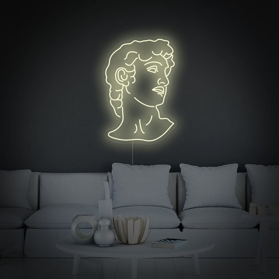 "Michelangelos David" Neonschrift