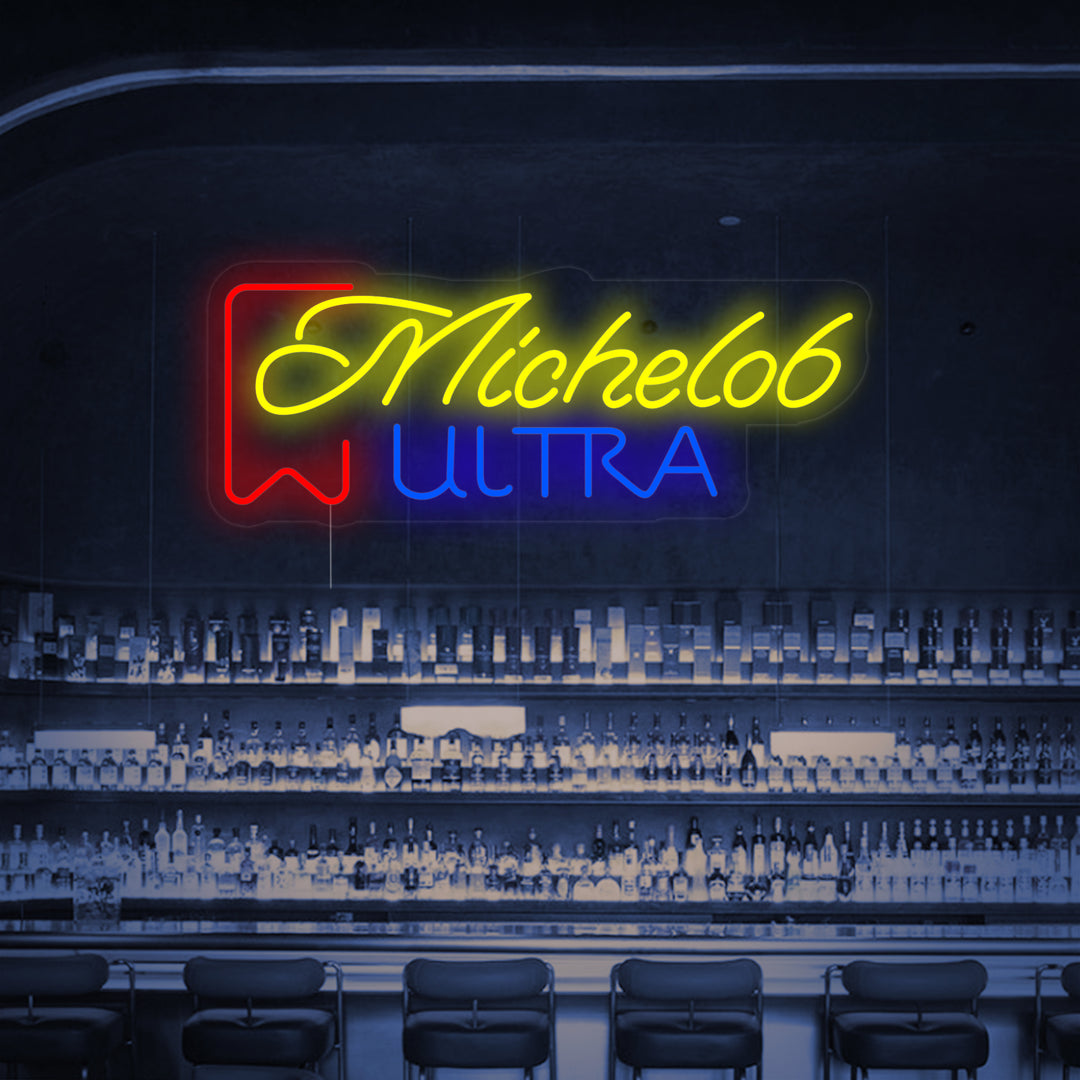 "Michelob Ultra Bierbar" Neonschrift