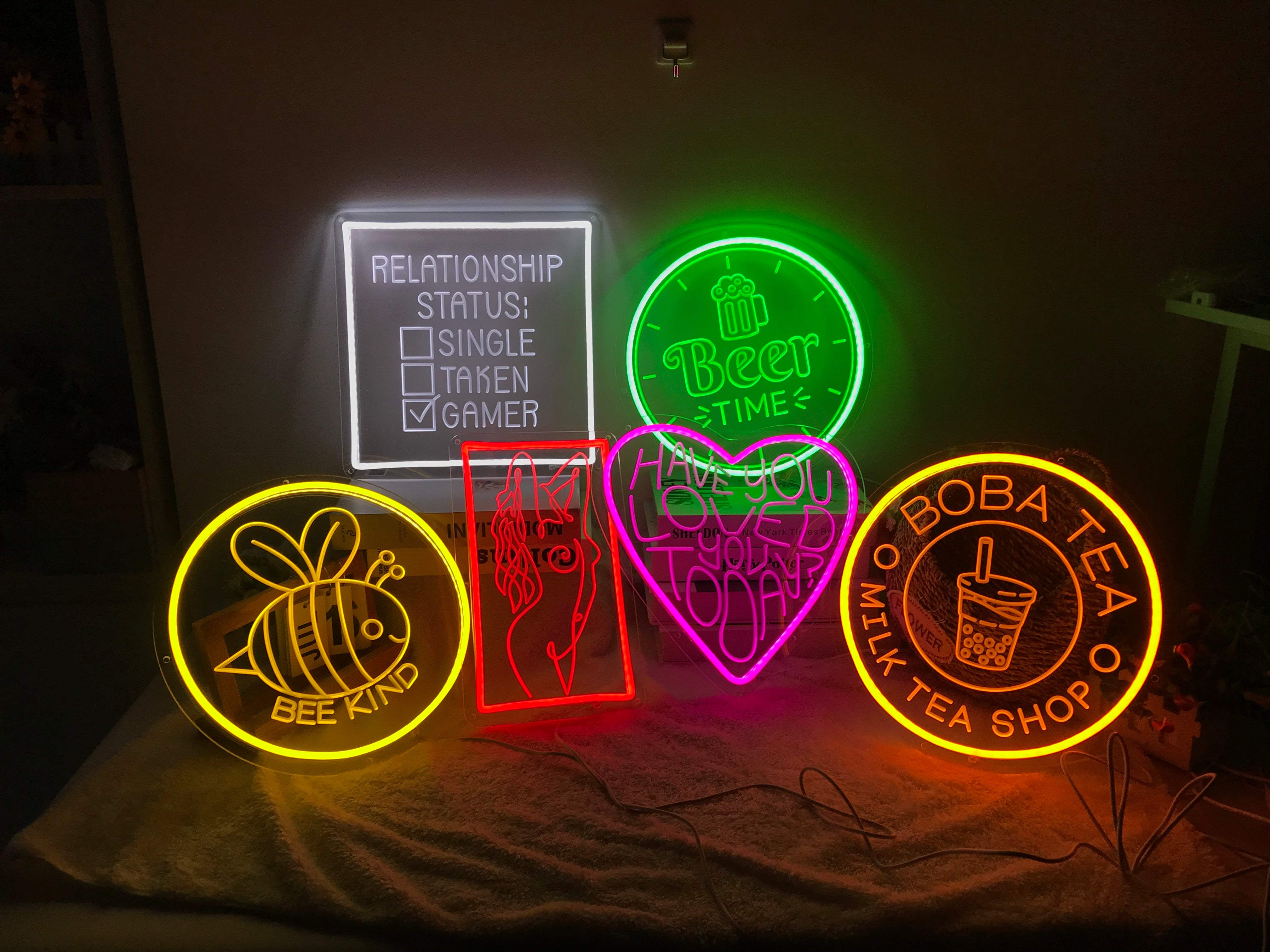 "Cat Stay Paw Positive" Mini-Neonschild