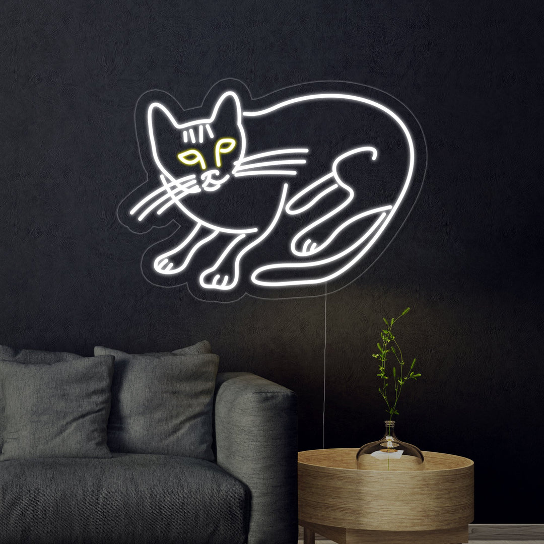 "Katze, Hauskatzen, Katzenartige, Tier" Neonschrift