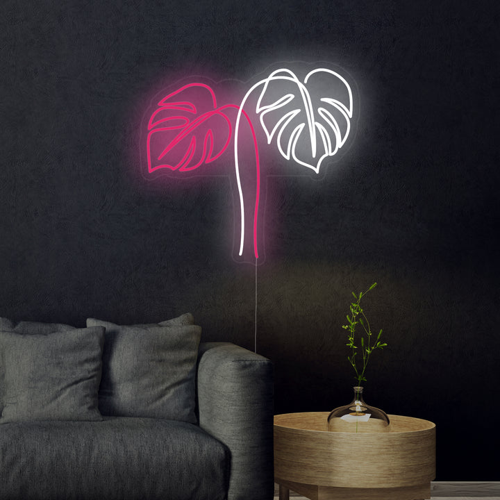 "Monstera Blätter" Neonschrift