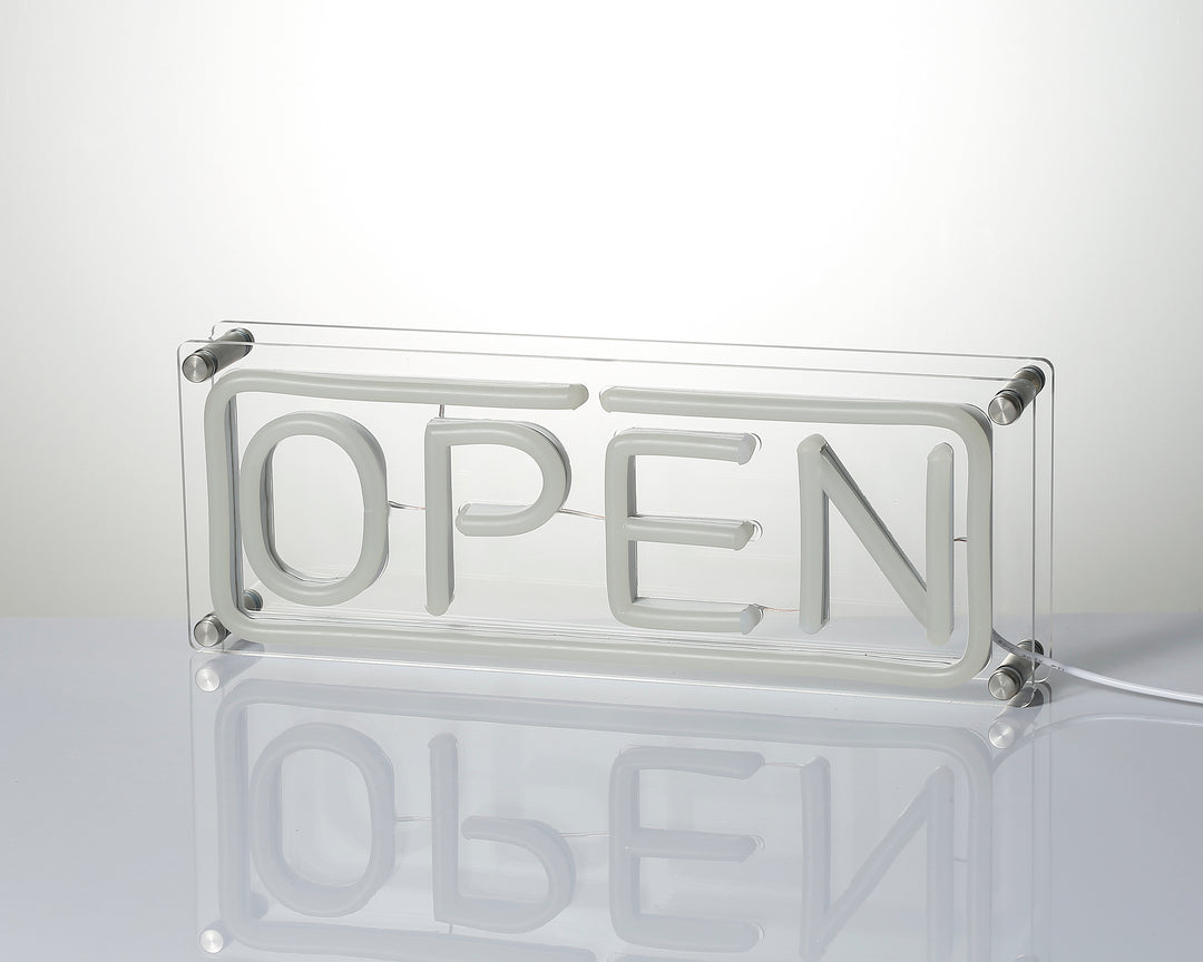 "Open" Schreibtisch LED Neonschrift