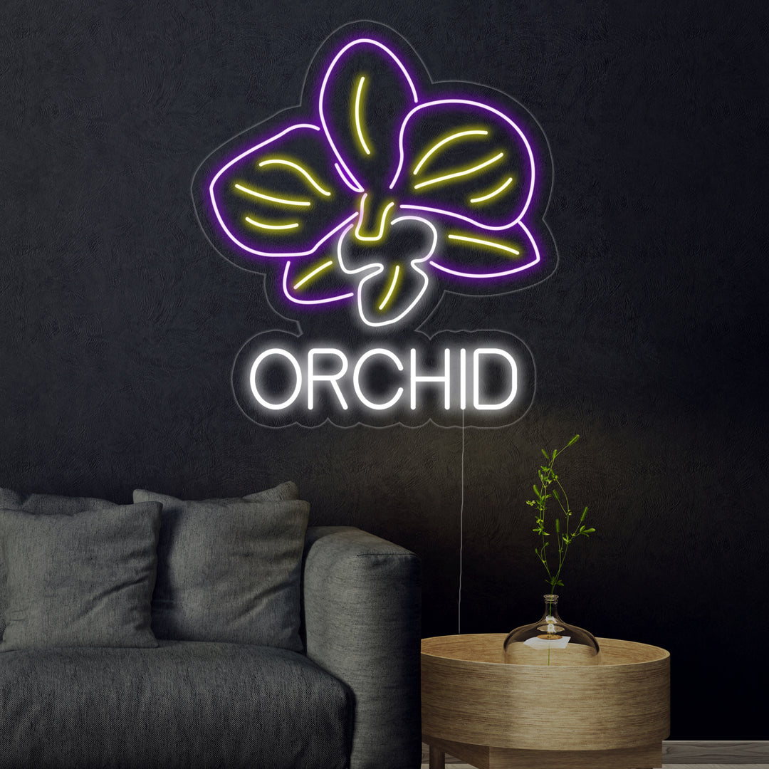 "Orchid, Orchideenblume" Neonschrift