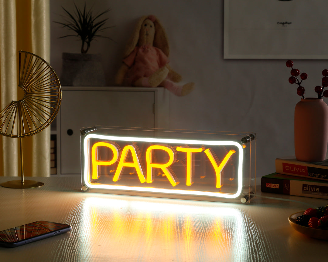 "Party" Schreibtisch LED Neonschrift