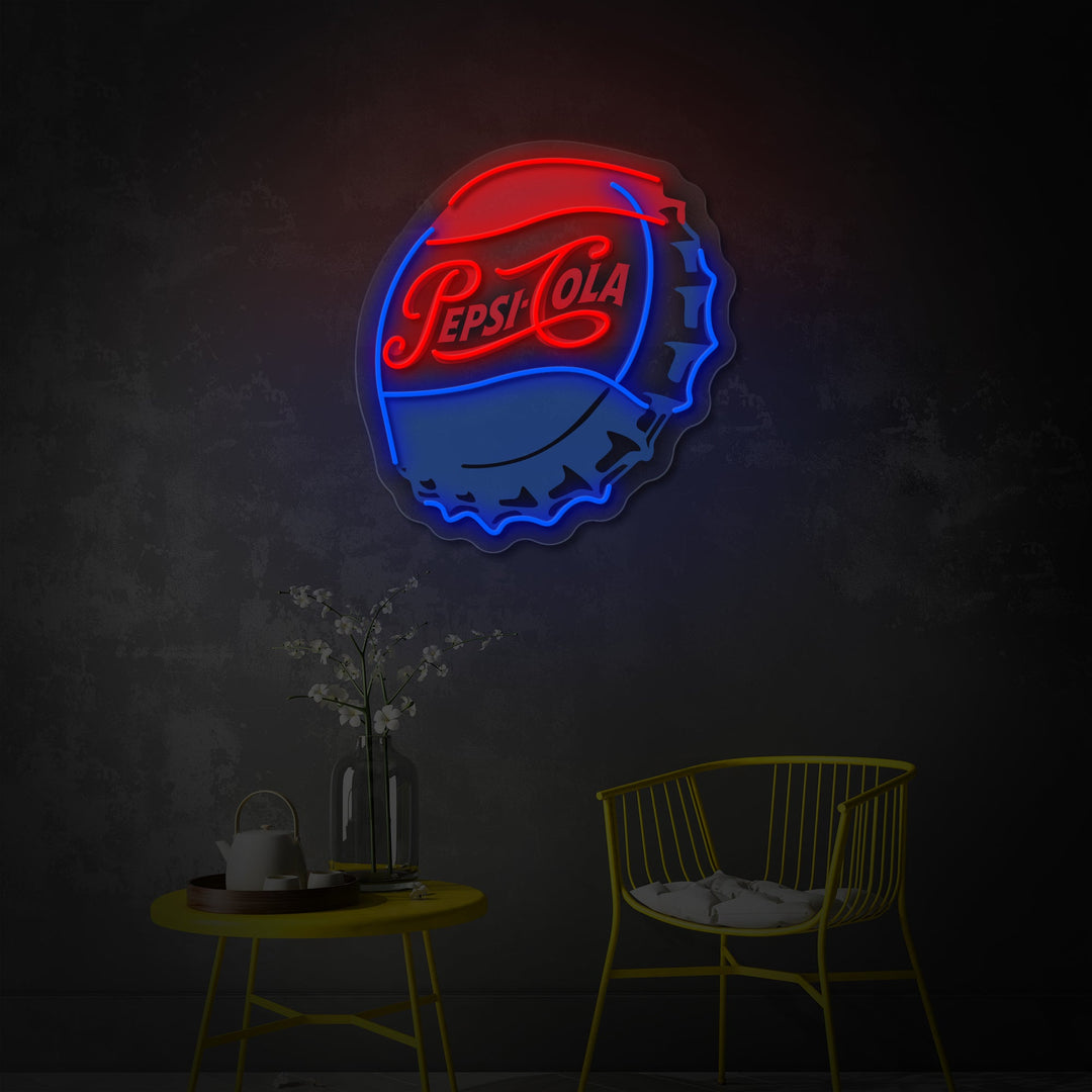 "Pep Cola -Flaschenkappen" UV-bedruckt LED-Neonschild