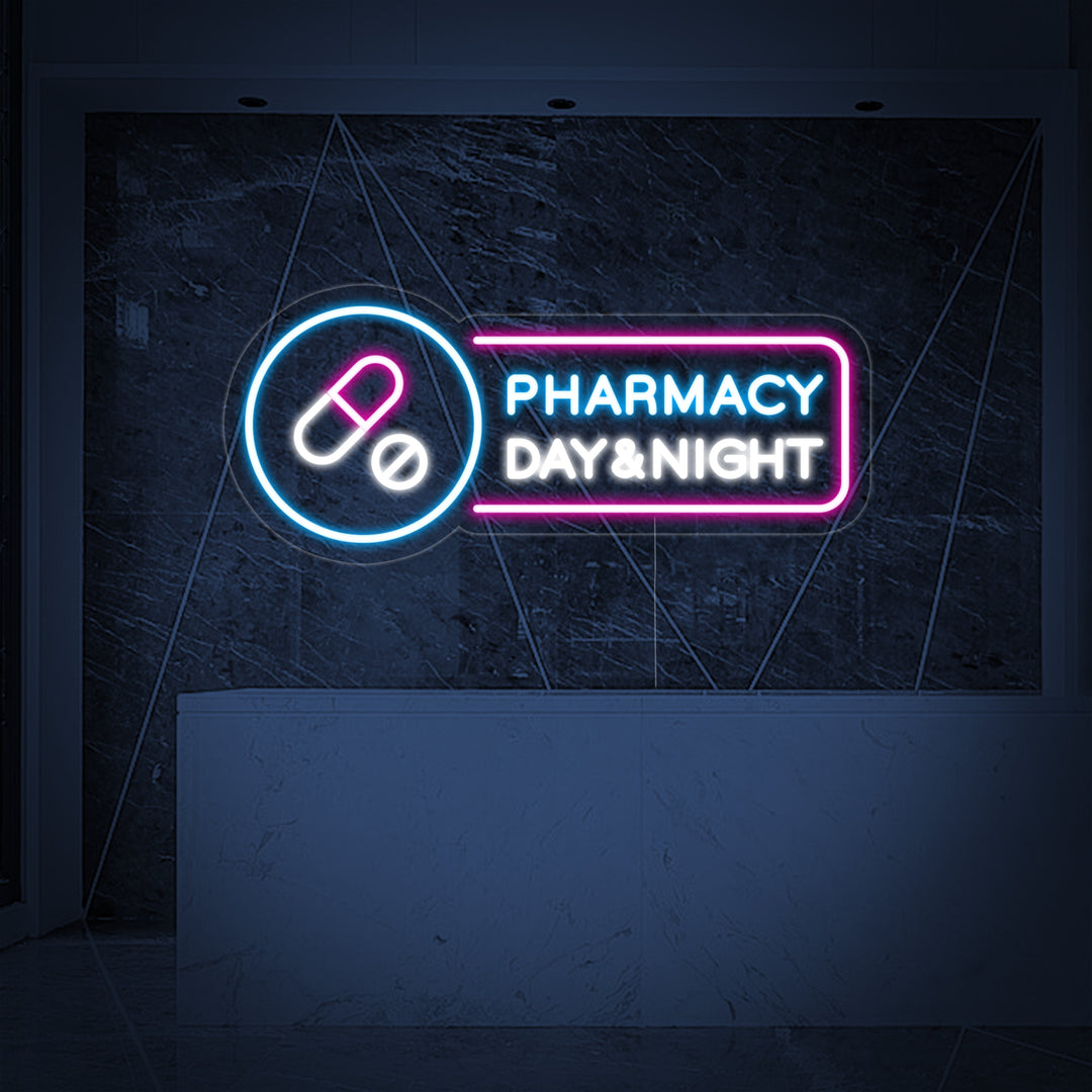 "Pharmacy Day Night" Neonschrift