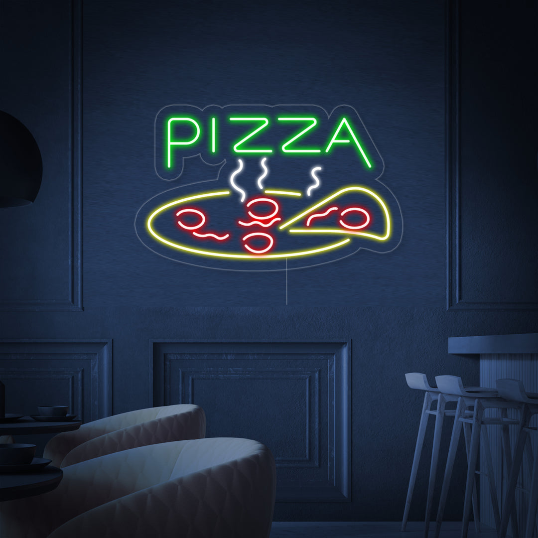 "Pizza, Lebensmittel, Restaurantschild" Neonschrift