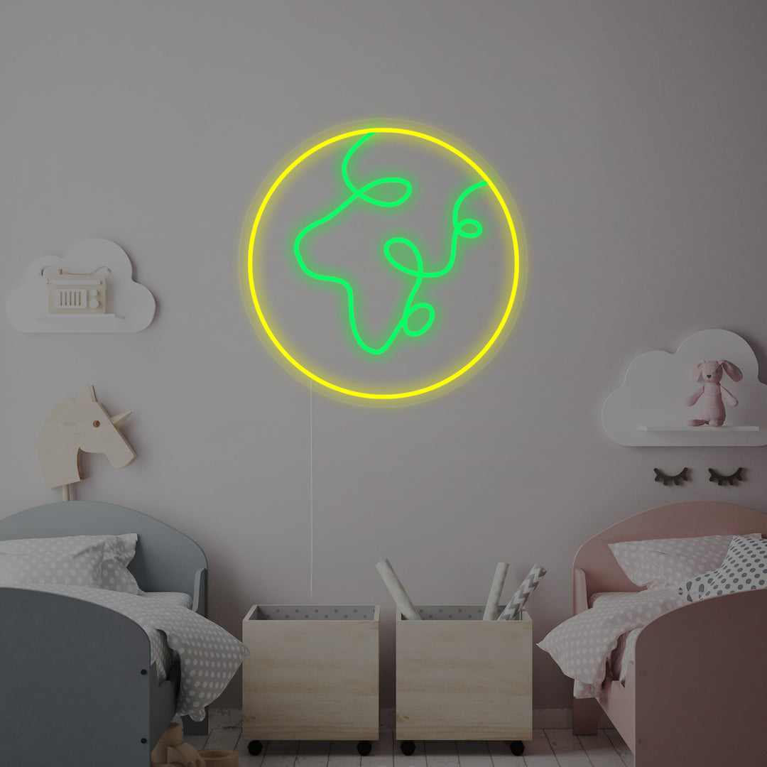 "Planet Und Erde, Kinderzimmerdekoration" Neonschrift