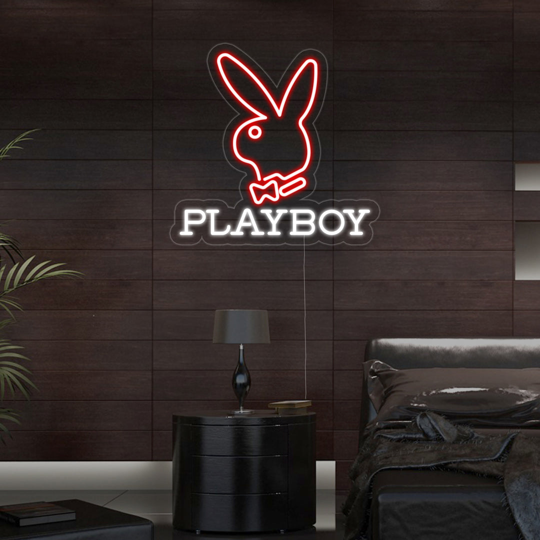 "Play Bunny, Hase" Neonschrift