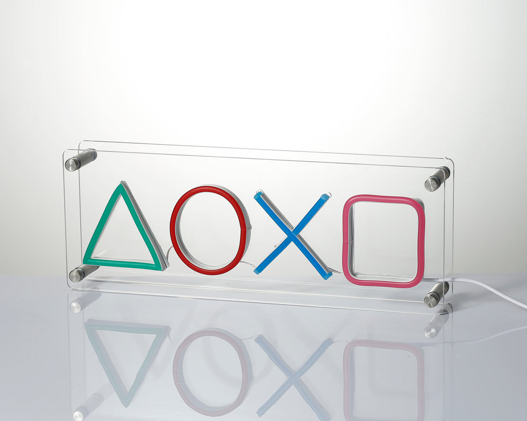"Spiele Gaming Station, Geometrie" Schreibtisch LED Neonschrift