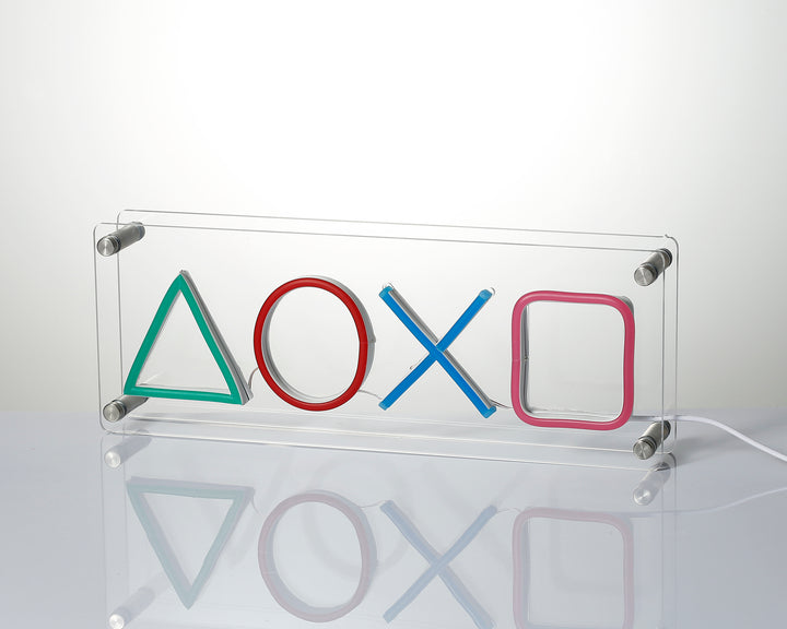 "Spiele Gaming Station, Geometrie" Schreibtisch LED Neonschrift