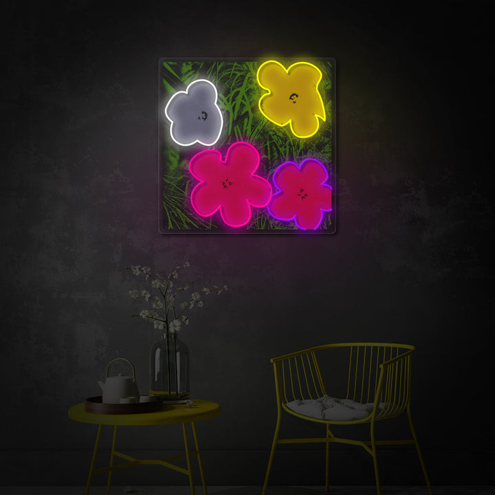 "Pop Art in Bloom, Famous Künstler Blumen" UV-bedrucktes LED-Neonschild
