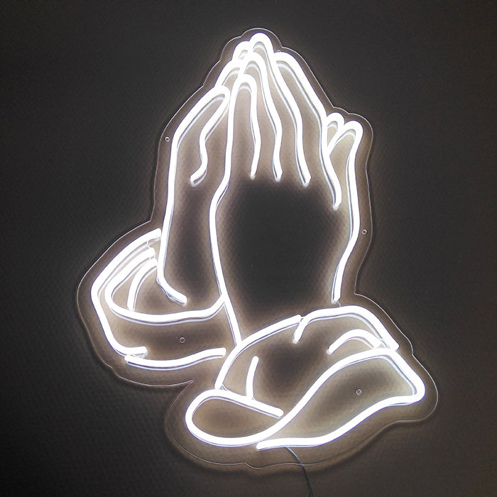 "Betende Hand" Neonschrift