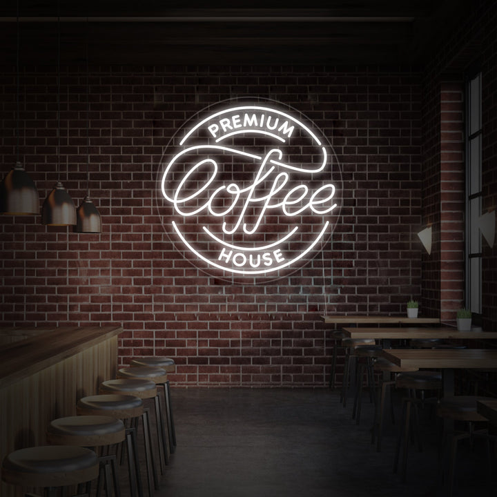 "Premium Coffee House" Neonschrift
