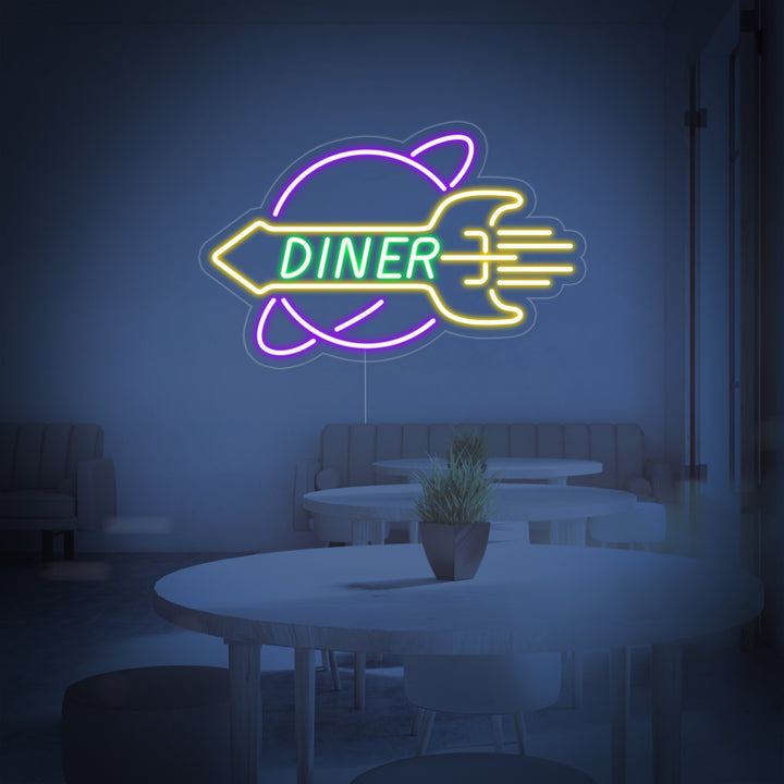 Rakete Diner Neonschrift, Diner Leuchtreklame, Diner Leuchtschild