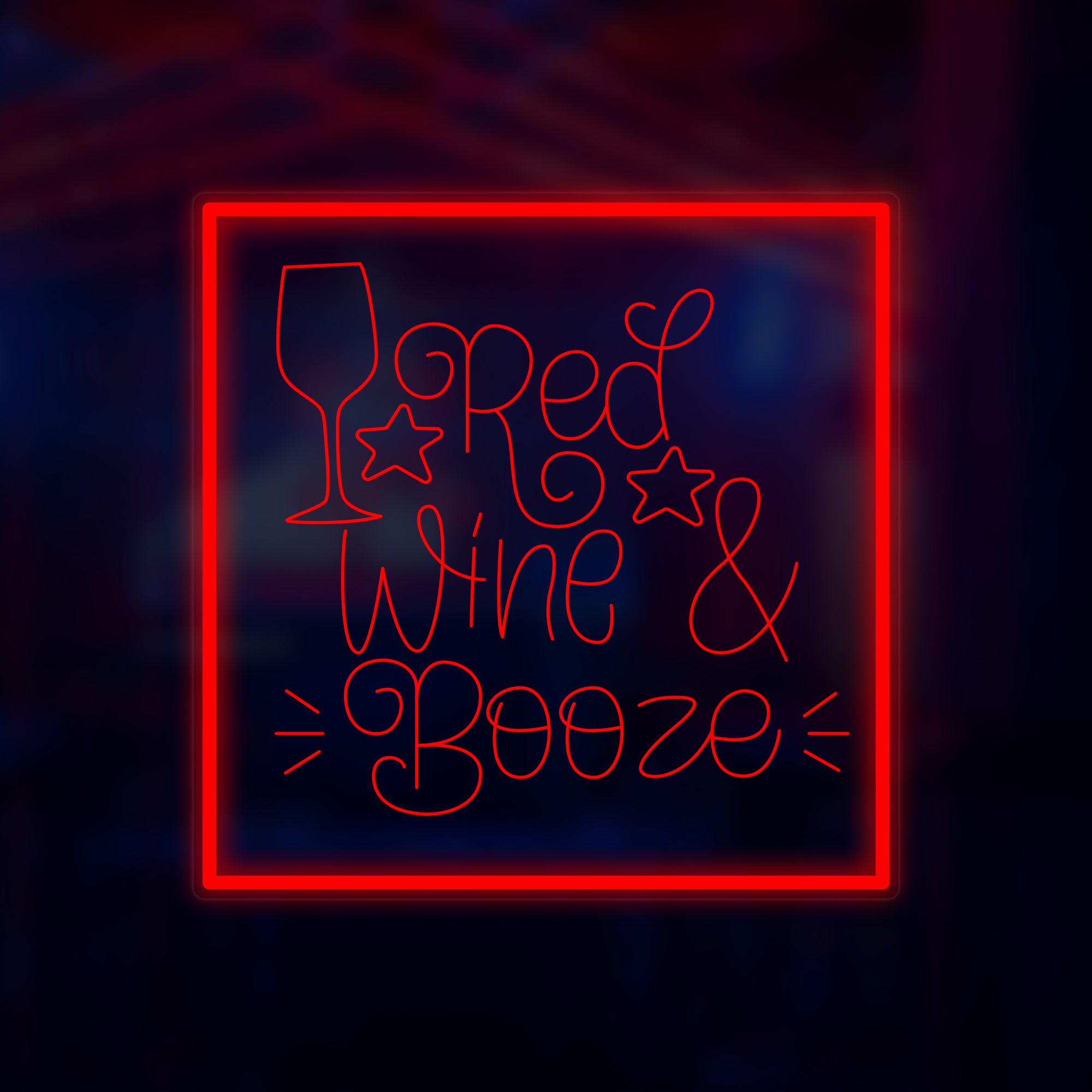 "Red Wine and Booze" Mini-Neonschild