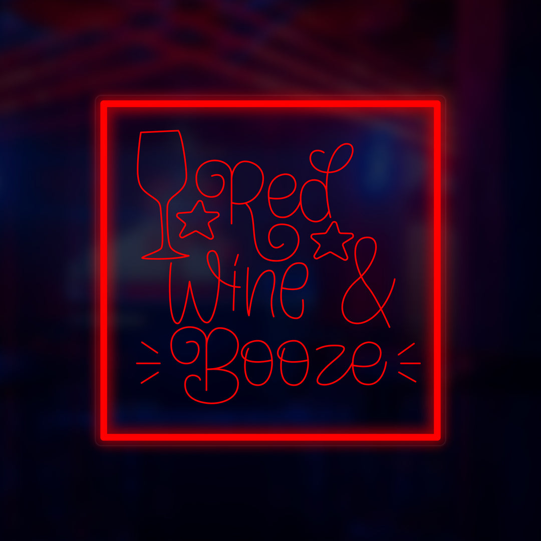 "Red Wine & Booze" Mini-Neonschild