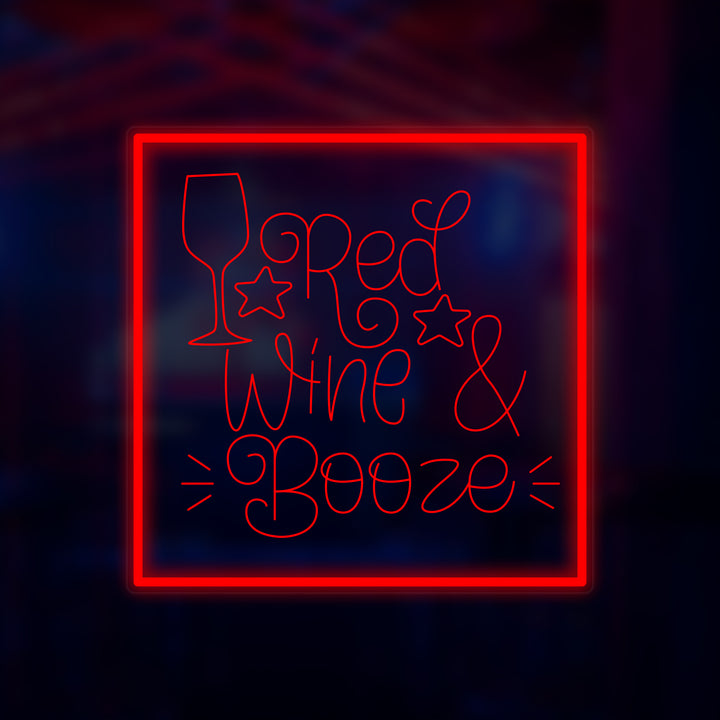 "Red Wine & Booze" Mini-Neonschild