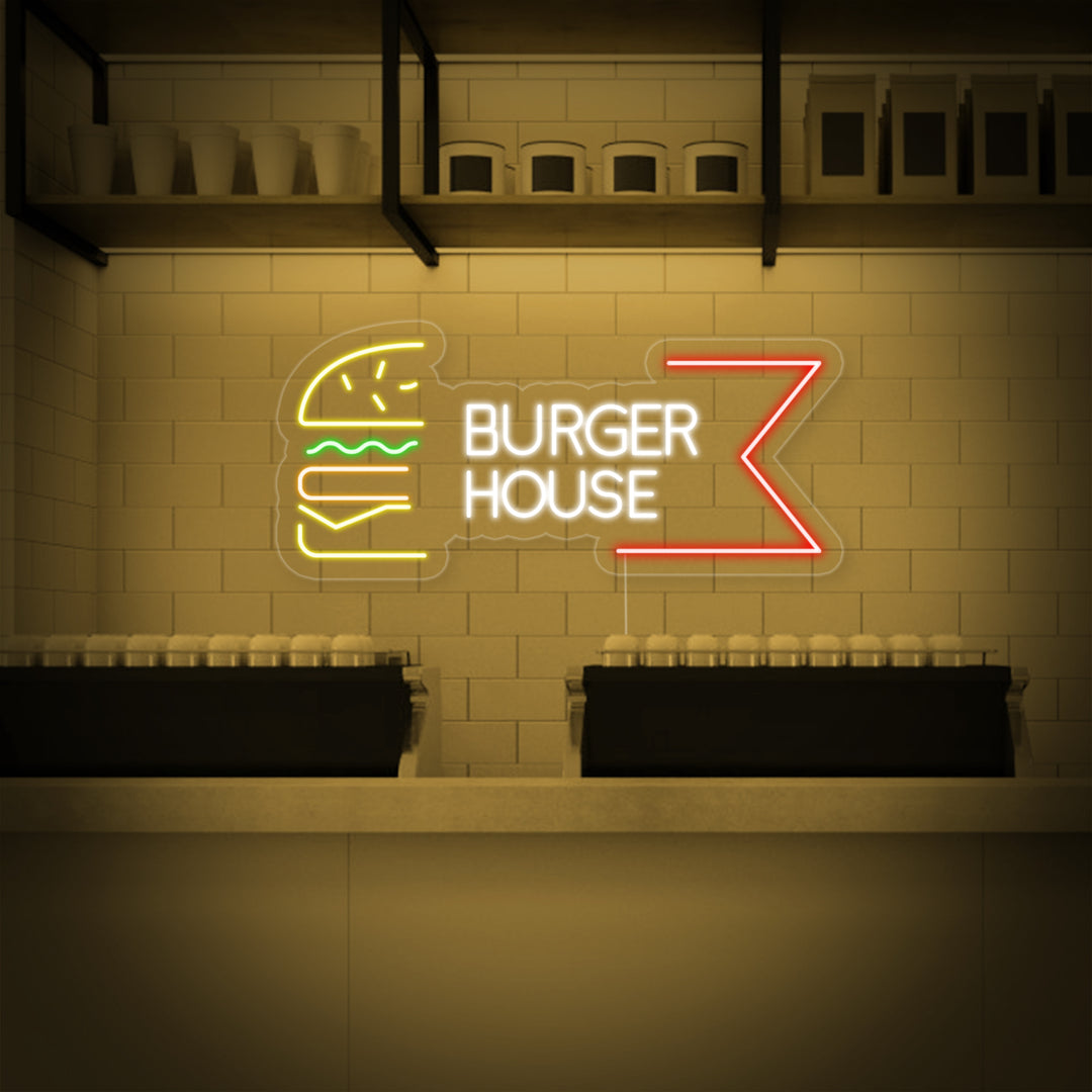 "Restaurant Burger House" Neonschrift