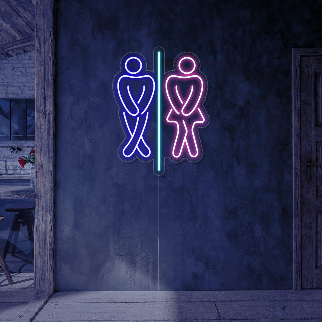 "Toilette, Junge, Mädchen, Toilette" Neonschrift