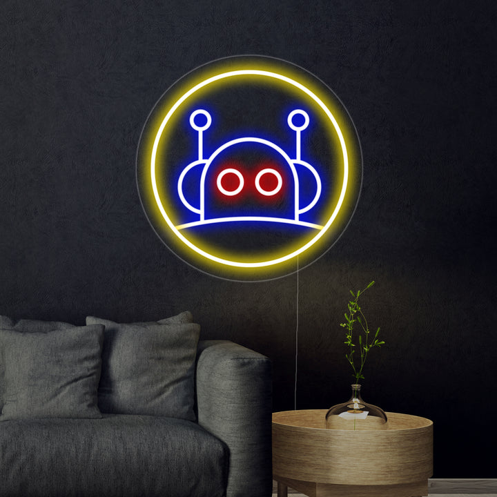 "Roboter Schwein" Neonschrift
