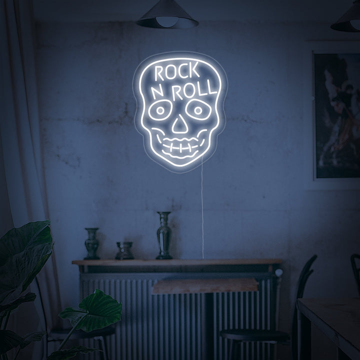 "Rock N Roll, Schädel" Neonschrift