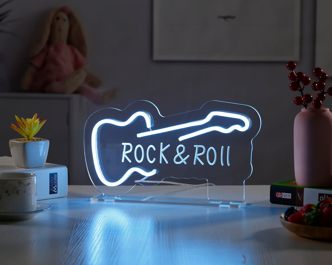 "Rock Roll" Schreibtisch LED Neonschrift