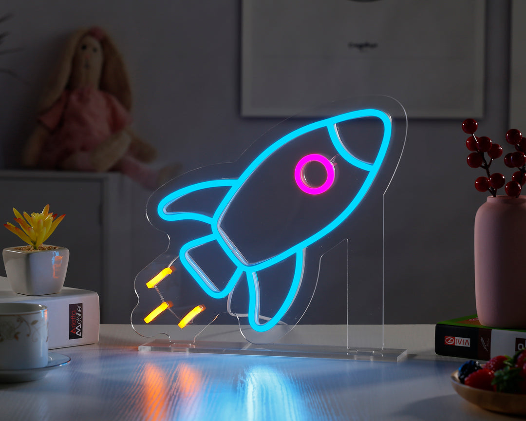 "Rakete" Schreibtisch LED Neonschrift